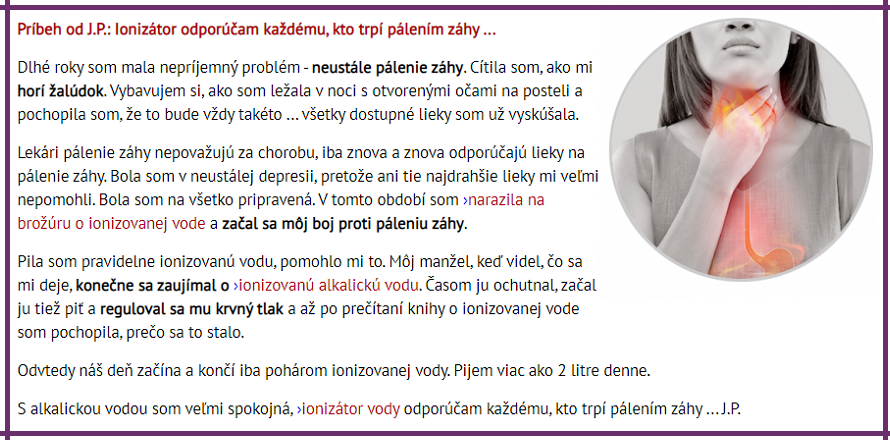 Pálenie záhy stlmí Ionizovaná Alkalická voda